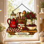 Personalized Kitchen Utensil Jars Holographic Acrylic Suncatcher