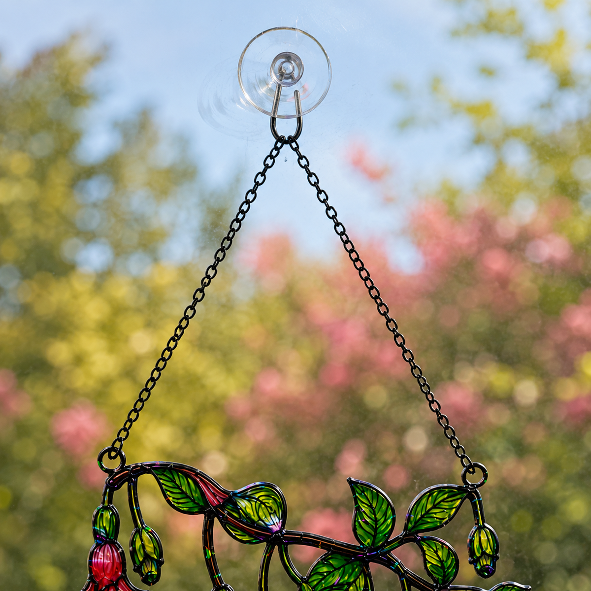 Fuchsia Hummingbird Holographic Acrylic Suncatcher