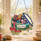 Personalized Grandma Sewing Box Holographic Acrylic Suncatcher