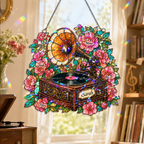 Personalized Vintage Gramophone Holographic Acrylic Suncatcher