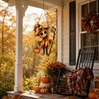 Pumpkin Head Skeleton in Witch Hat Holographic Acrylic Suncatcher