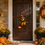 Pumpkin Head Skeleton in Witch Hat Holographic Acrylic Suncatcher
