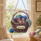 Personalized Grandma Yarn Basket Holographic Acrylic Suncatcher