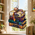 Personalized Book Stack Holographic Acrylic Suncatcher