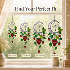 Strawberry Crescent Moon Holographic Acrylic Suncatcher