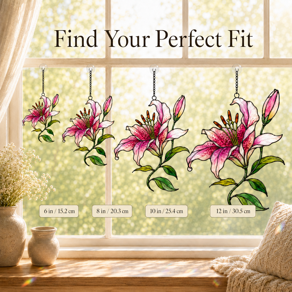 Stargazer Lily Flower Holographic Acrylic Suncatcher