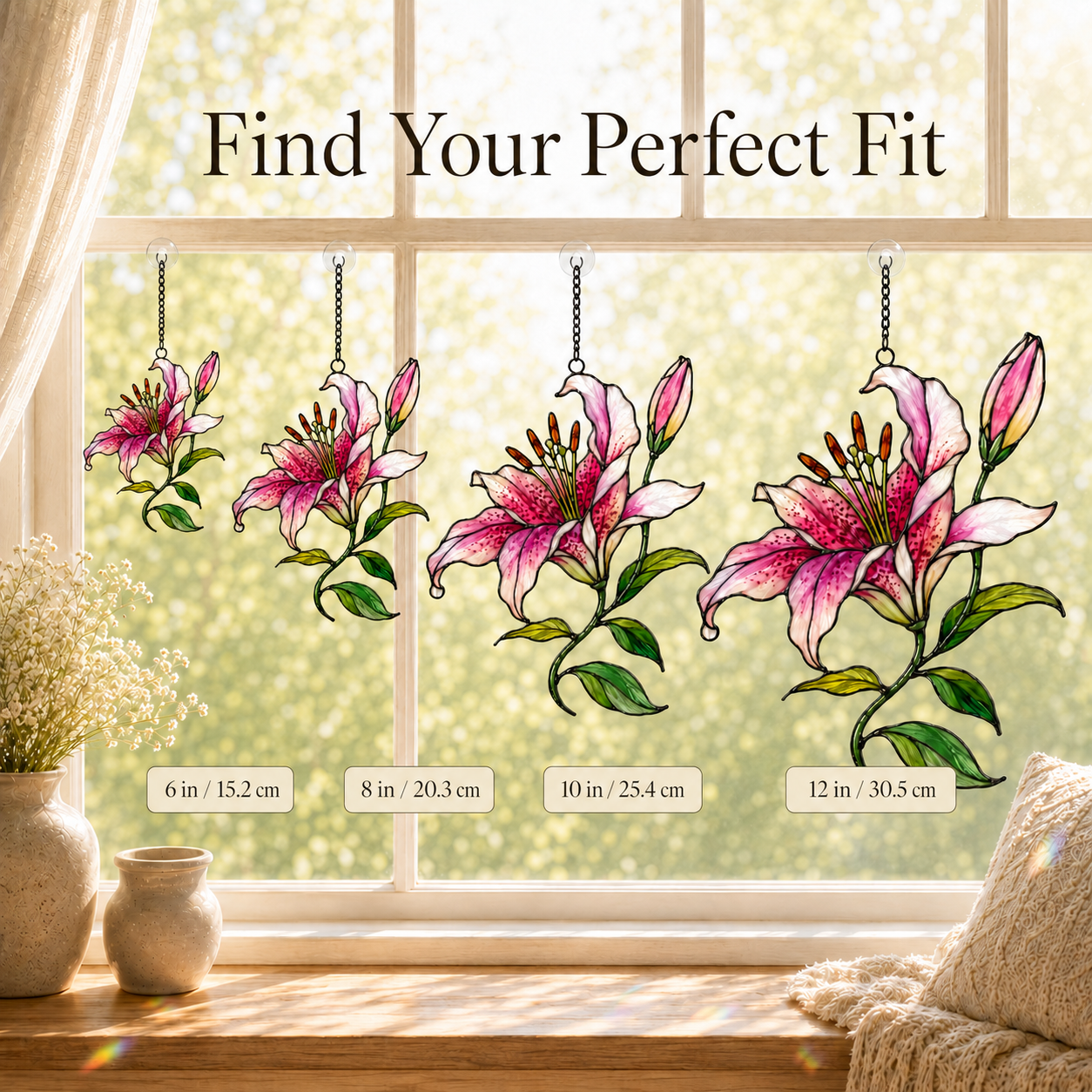 Stargazer Lily Flower Holographic Acrylic Suncatcher