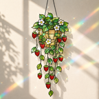 Strawberry Hanging Basket Holographic Acrylic Suncatcher