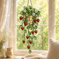 Strawberry Hanging Basket Holographic Acrylic Suncatcher