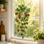 Strawberry Hanging Basket Holographic Acrylic Suncatcher