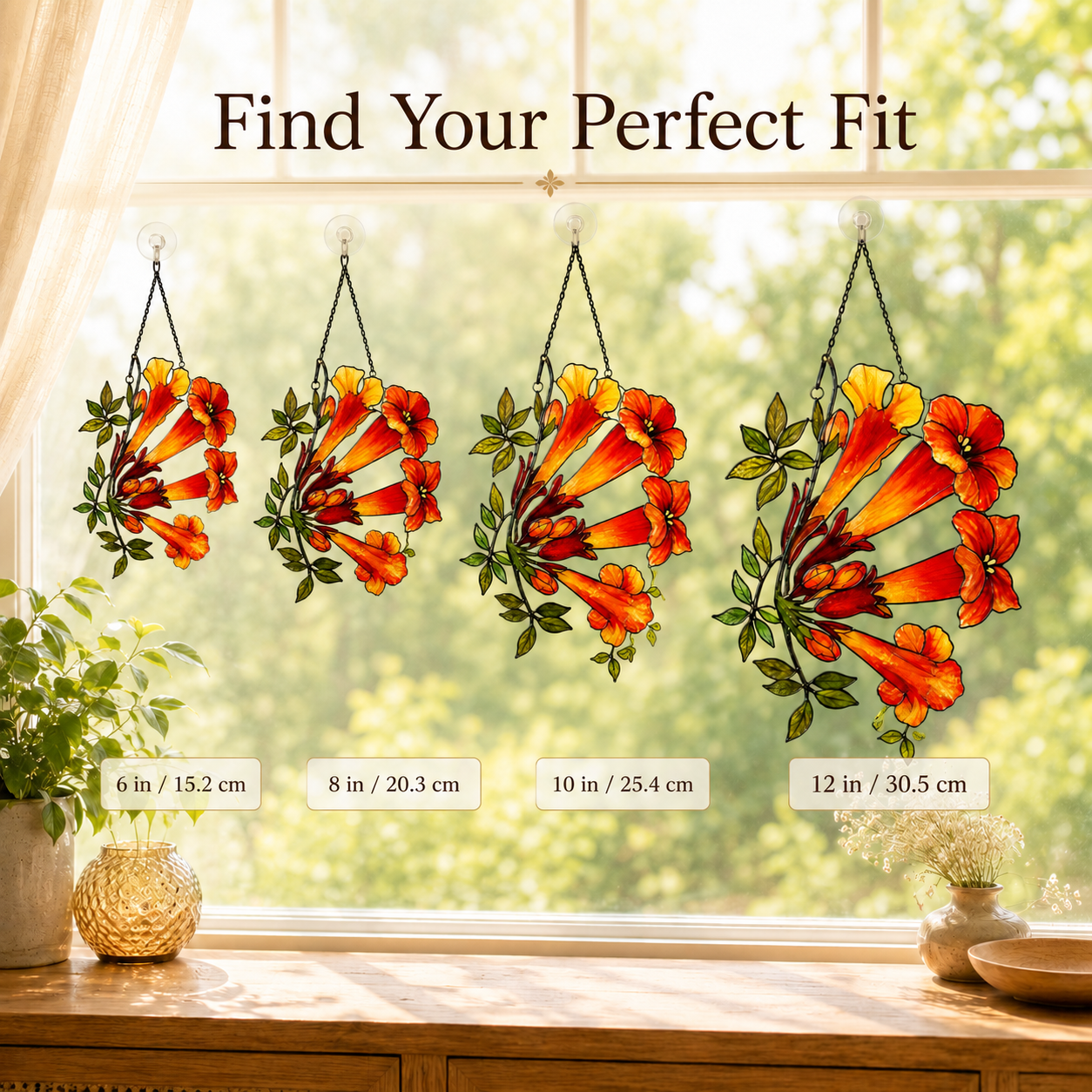 Trumpet Vine Flower Holographic Acrylic Suncatcher