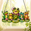 Personalized Nana Frog & Grandkids Holographic Acrylic Suncatcher