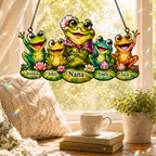 Personalized Nana Frog & Grandkids Holographic Acrylic Suncatcher