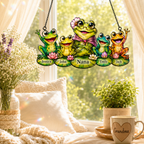 Personalized Nana Frog & Grandkids Holographic Acrylic Suncatcher