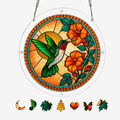 Tangerine Bloom Hummingbird Acrylic Puzzle Suncatcher