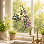 Swallowtail Butterfly & Lupine Holographic Acrylic Suncatcher