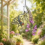 Swallowtail Butterfly & Lupine Holographic Acrylic Suncatcher