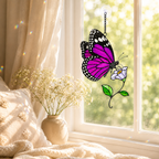 Purple Butterfly & Lilac Blossom Holographic Acrylic Suncatcher