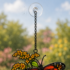 Monarch Butterflies & Golden Goldenrod Holographic Acrylic Suncatcher