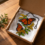Monarch Butterflies & Golden Goldenrod Holographic Acrylic Suncatcher