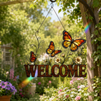 Butterfly Welcome Sign Holographic Acrylic Suncatcher