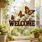 Butterfly Welcome Sign Holographic Acrylic Suncatcher