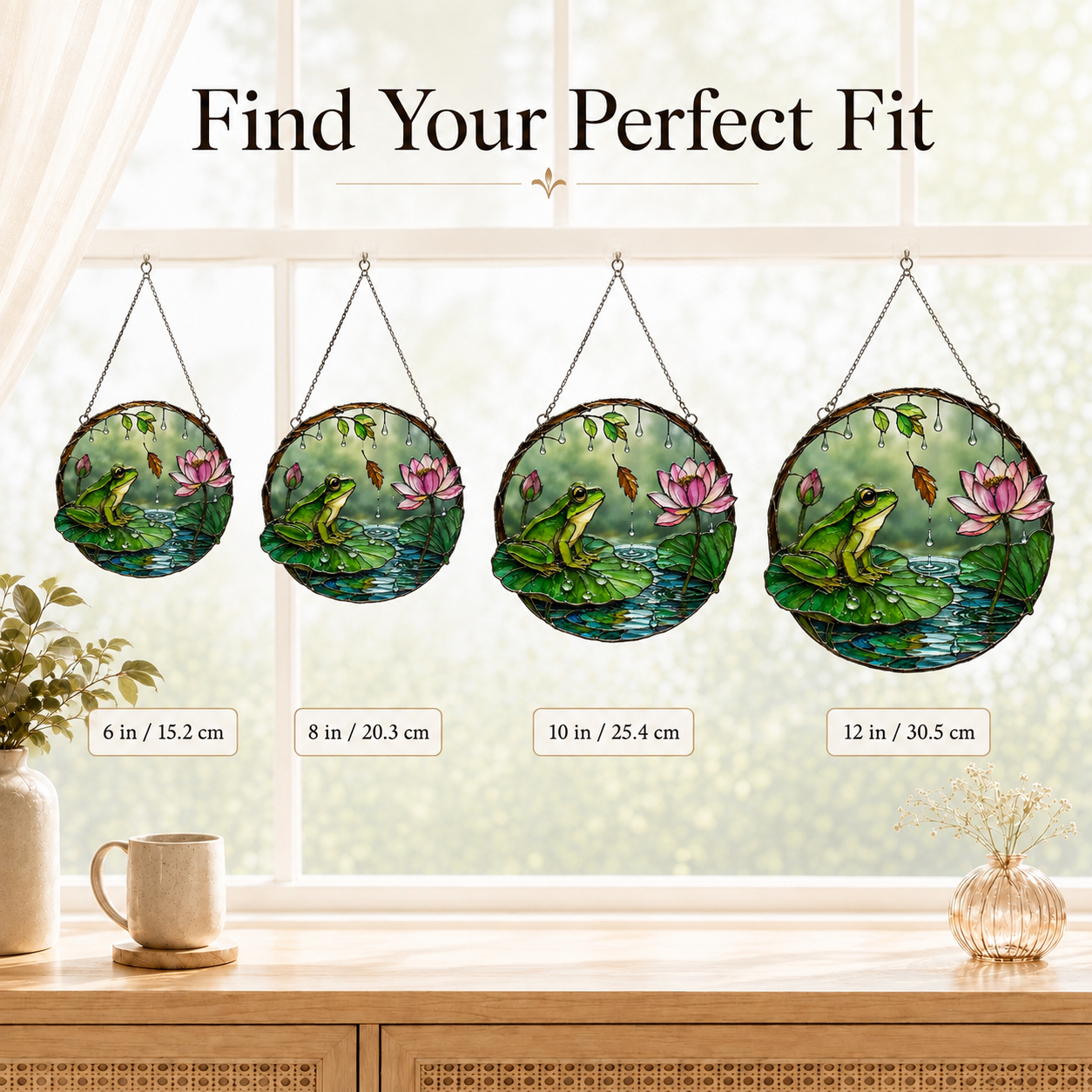 Frog on Lily Pad & Lotus Pond Holographic Acrylic Suncatcher