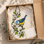 Blue Tit & Blossom Holographic Acrylic Suncatcher