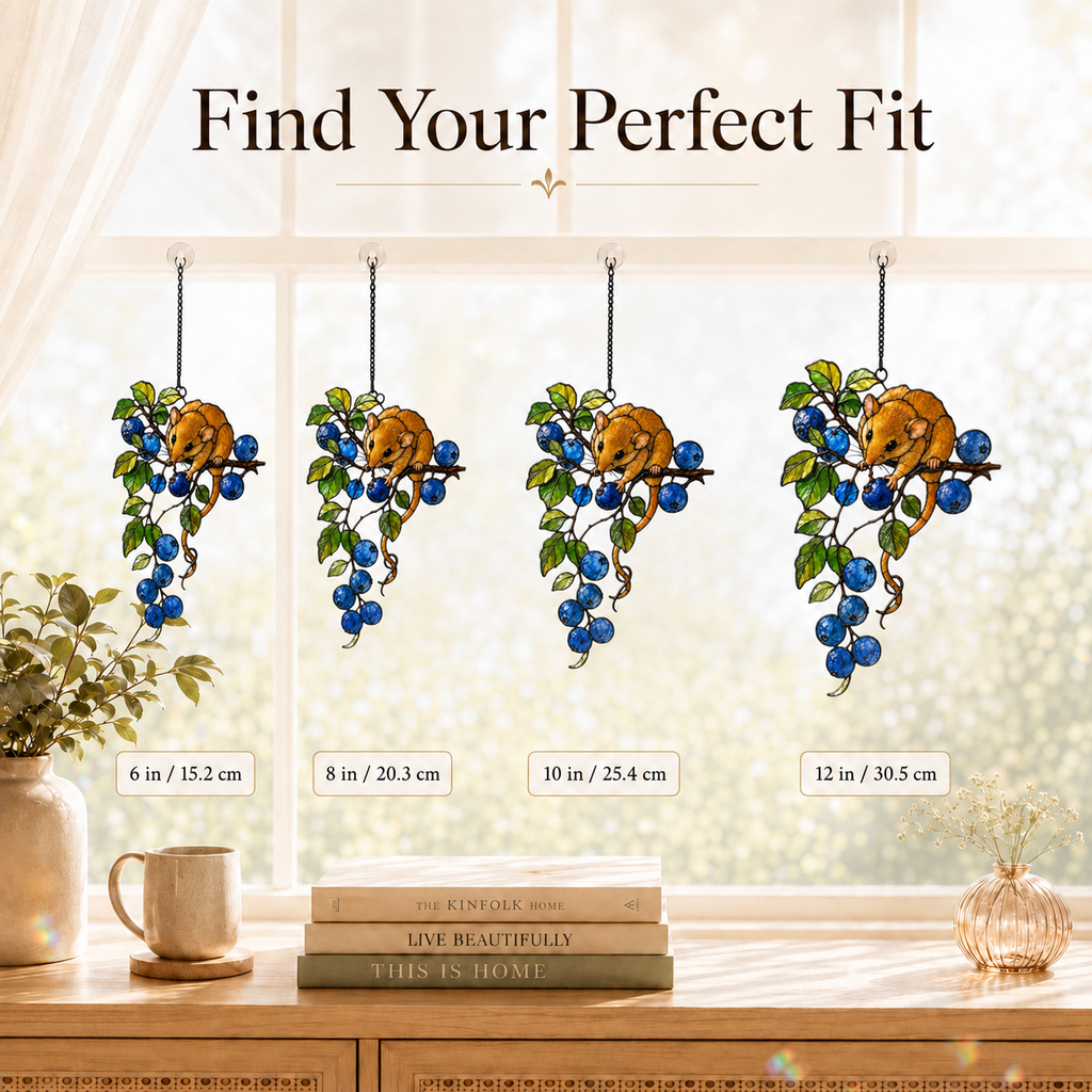 Dormouse & Blueberries Holographic Acrylic Suncatcher