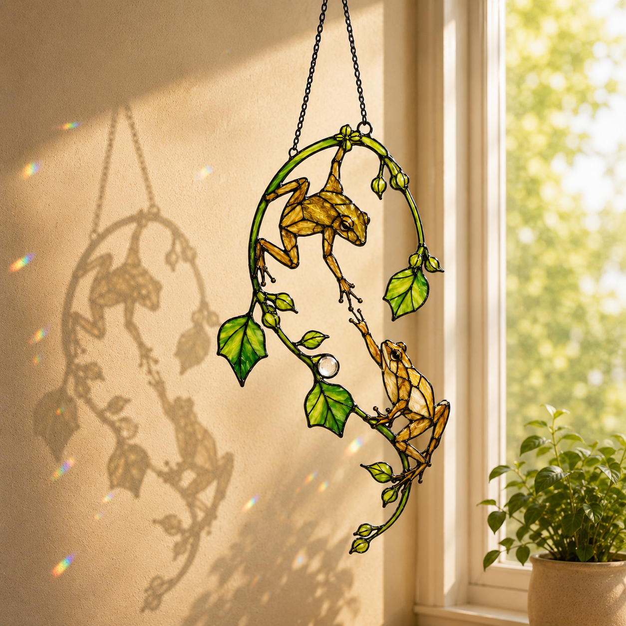 Tree Frog Pair Holographic Acrylic Suncatcher