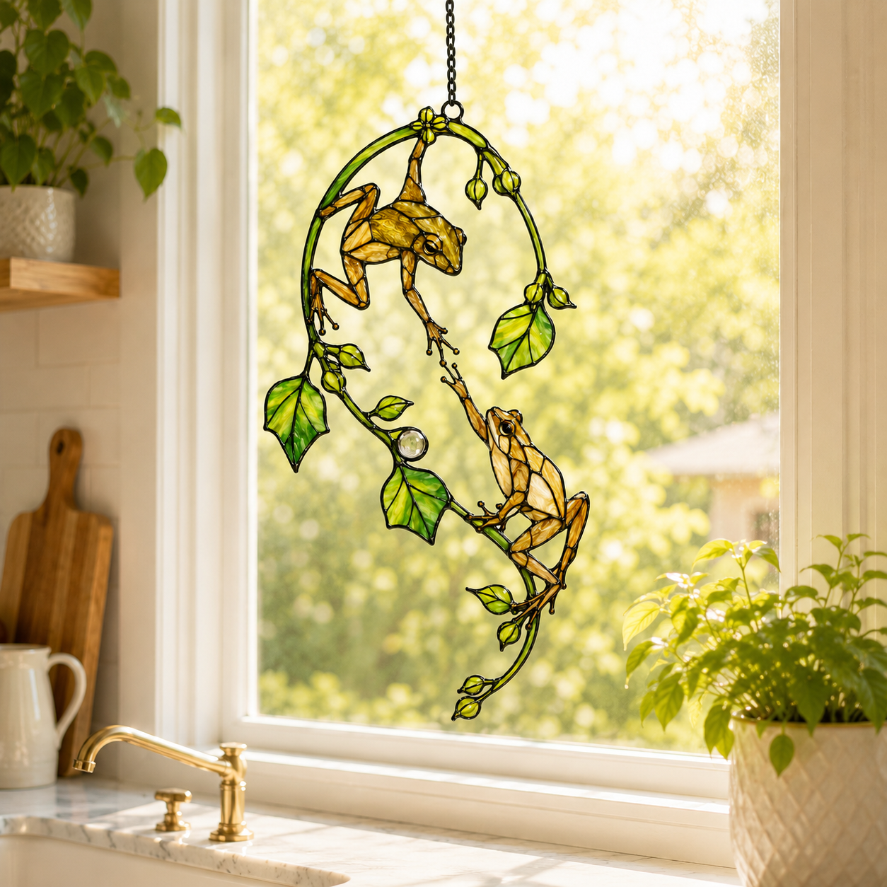 Tree Frog Pair Holographic Acrylic Suncatcher