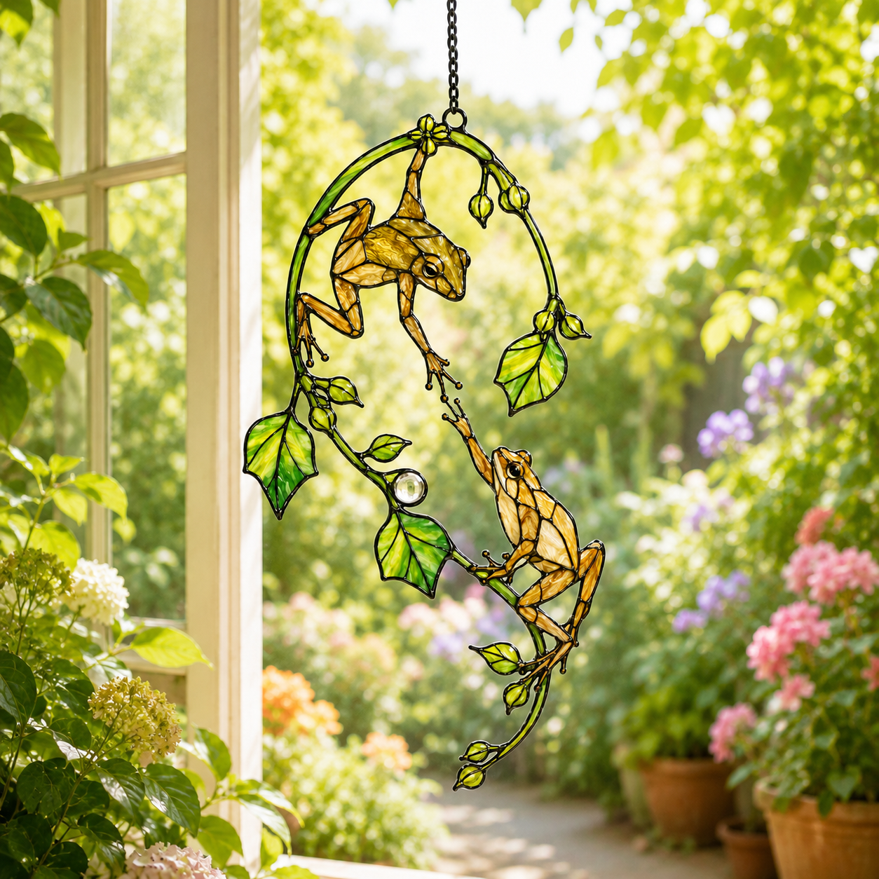 Tree Frog Pair Holographic Acrylic Suncatcher