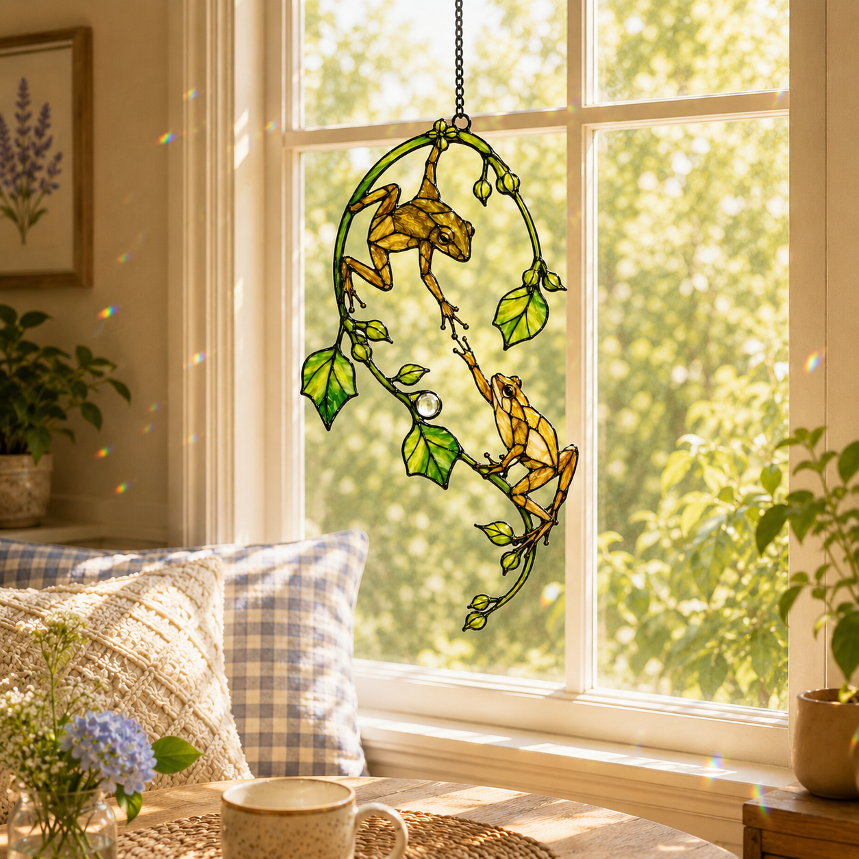 Tree Frog Pair Holographic Acrylic Suncatcher