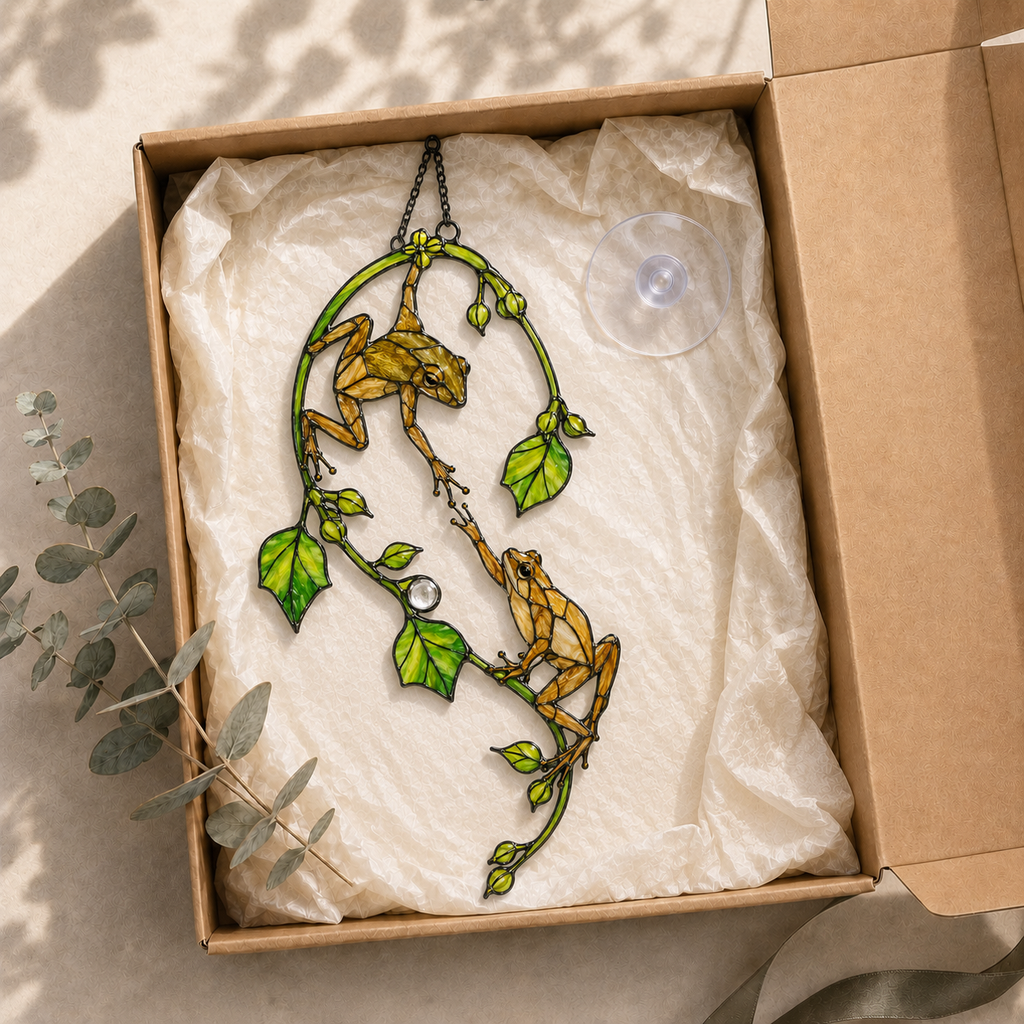 Tree Frog Pair Holographic Acrylic Suncatcher