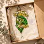Frog Couple & Daisy Umbrella Holographic Acrylic Suncatcher