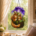 Squirrel Couple & Morning Glory Umbrella Holographic Acrylic Suncatcher
