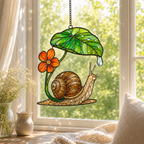 Snail & Leaf Umbrella Holographic Acrylic Suncatcher