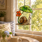 Snail & Leaf Umbrella Holographic Acrylic Suncatcher