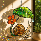Snail & Leaf Umbrella Holographic Acrylic Suncatcher