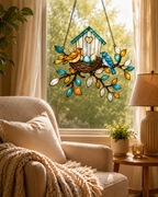 Birdhouse & Nest with Eggs Holographic Acrylic Suncatcher