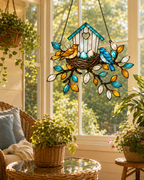 Birdhouse & Nest with Eggs Holographic Acrylic Suncatcher