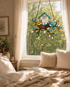 Birdhouse & Nest with Eggs Holographic Acrylic Suncatcher