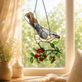 Mockingbird & Red Berries Holographic Acrylic Suncatcher