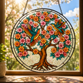 Personalized Tree of Life with Hummingbirds Suncatcher