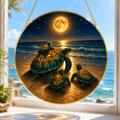 Personalized Sea Turtle Family Stained Glass Suncatcher