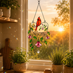 Personalized Memorial Cardinal Holographic Acrylic Suncatcher