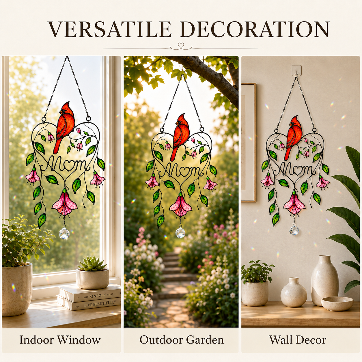 Personalized Memorial Cardinal Holographic Acrylic Suncatcher