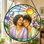 Personalized Blossom Sunrise Photo Stained Glass Suncatcher
