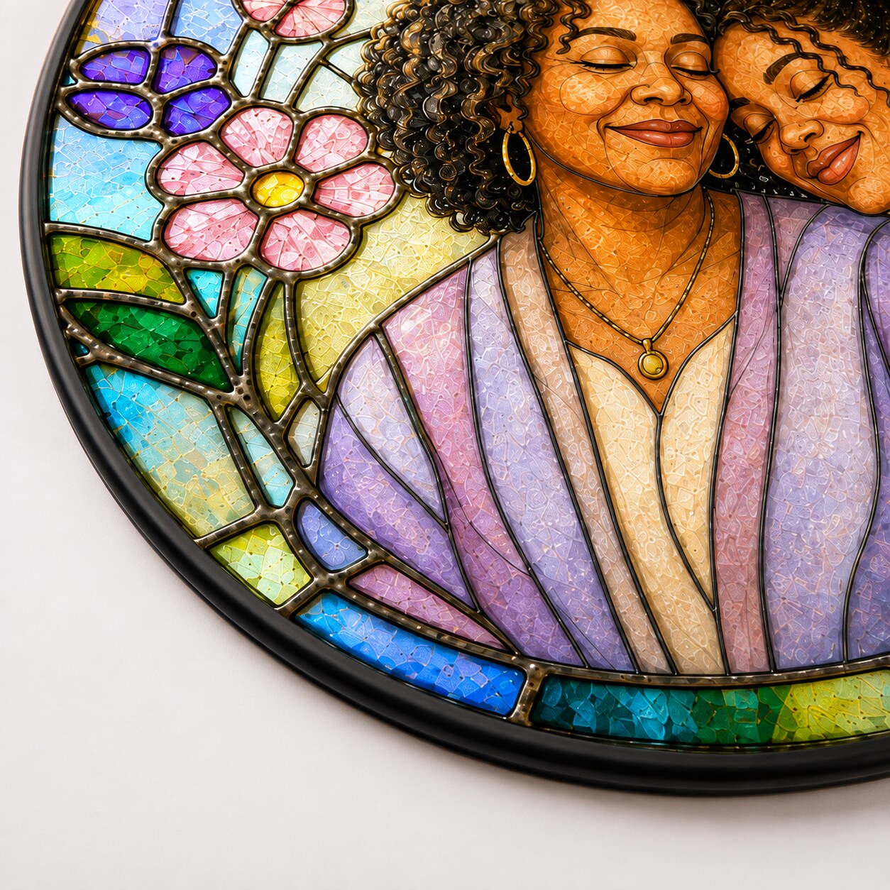 Personalized Blossom Sunrise Photo Stained Glass Suncatcher