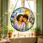 Personalized Blossom Sunrise Photo Stained Glass Suncatcher